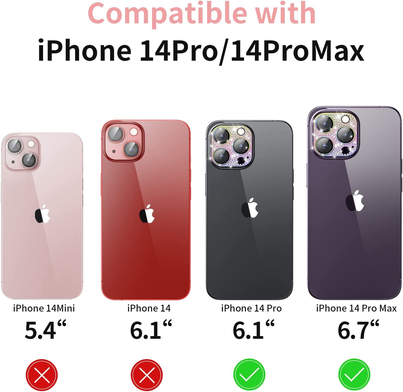 Mansoorr for iPhone 14 Pro & iPhone 14 Pro Max Camera Lens Protector - Multi-Coloured