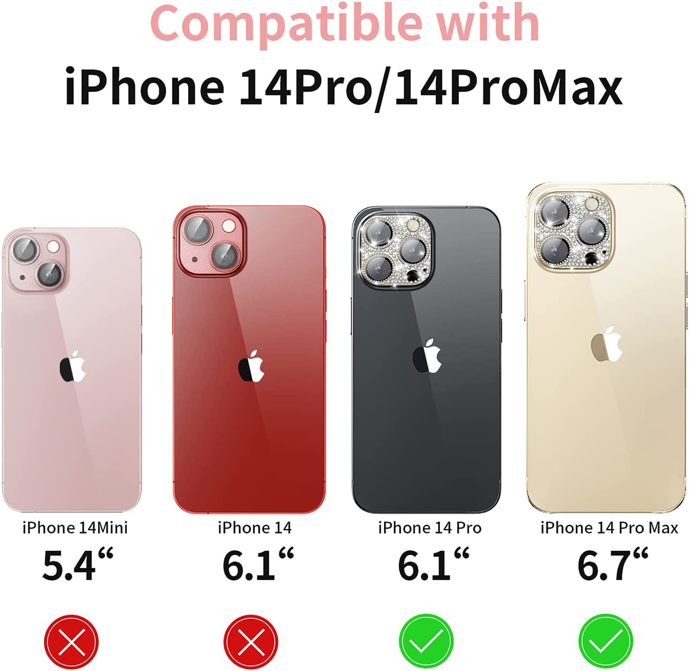 Mansoorr for iPhone 14 Pro & iPhone 14 Pro Max Camera Lens Protector- Gold