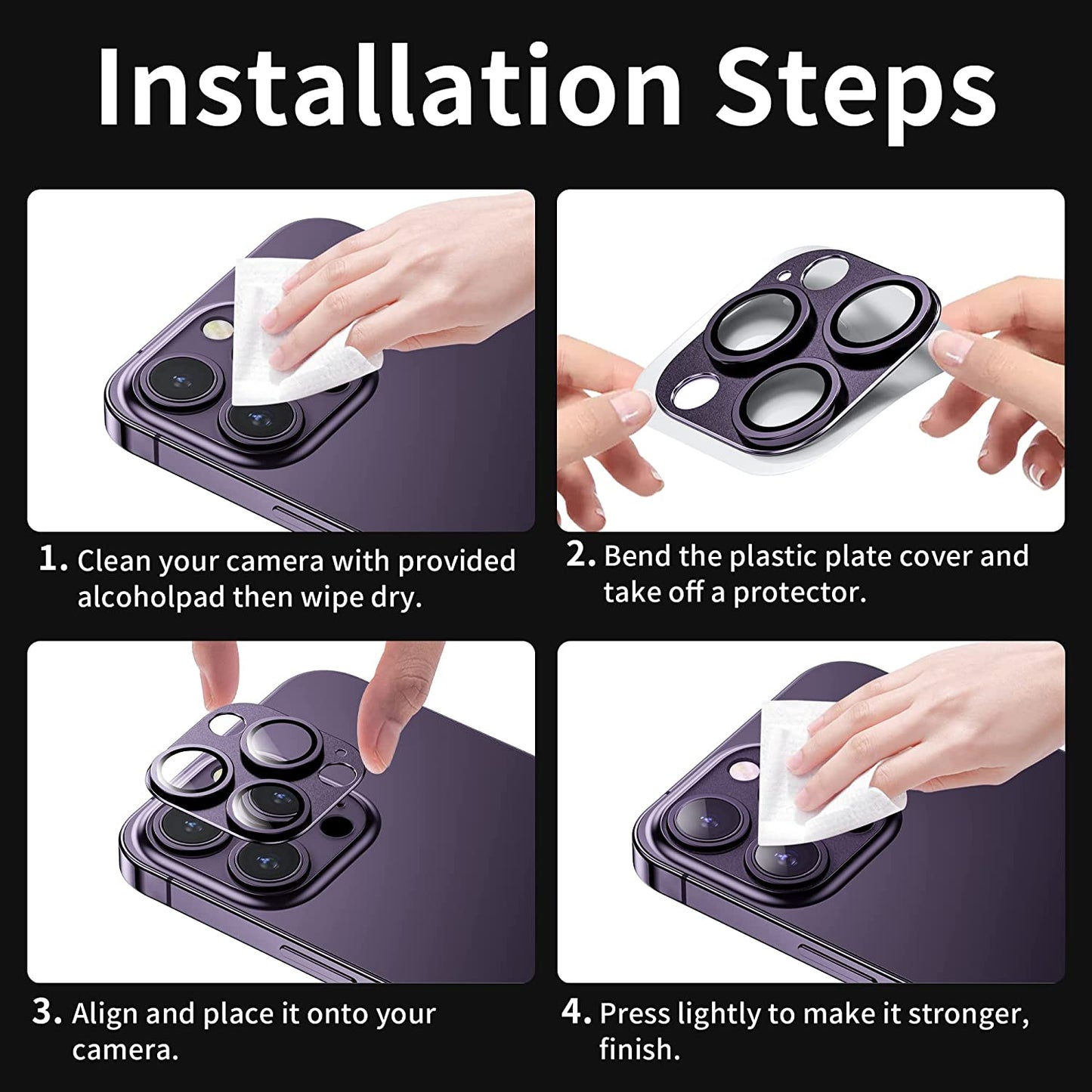 Mansoorr Camera Lens Protector for iPhone 14 Pro/iPhone 14 Pro Max -Deep Purple