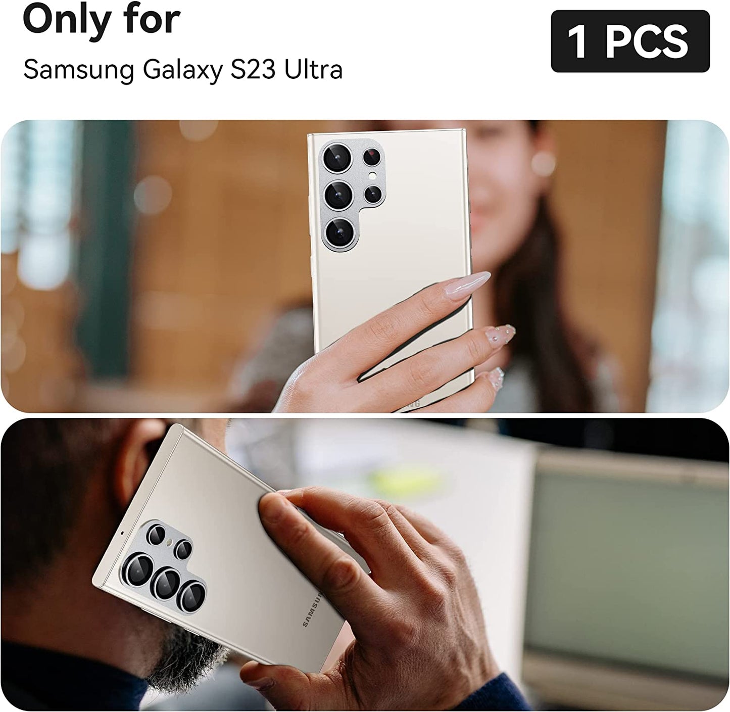 Mansoorr for Samsung Galaxy S23 Ultra Camera Lens Protector, Silver