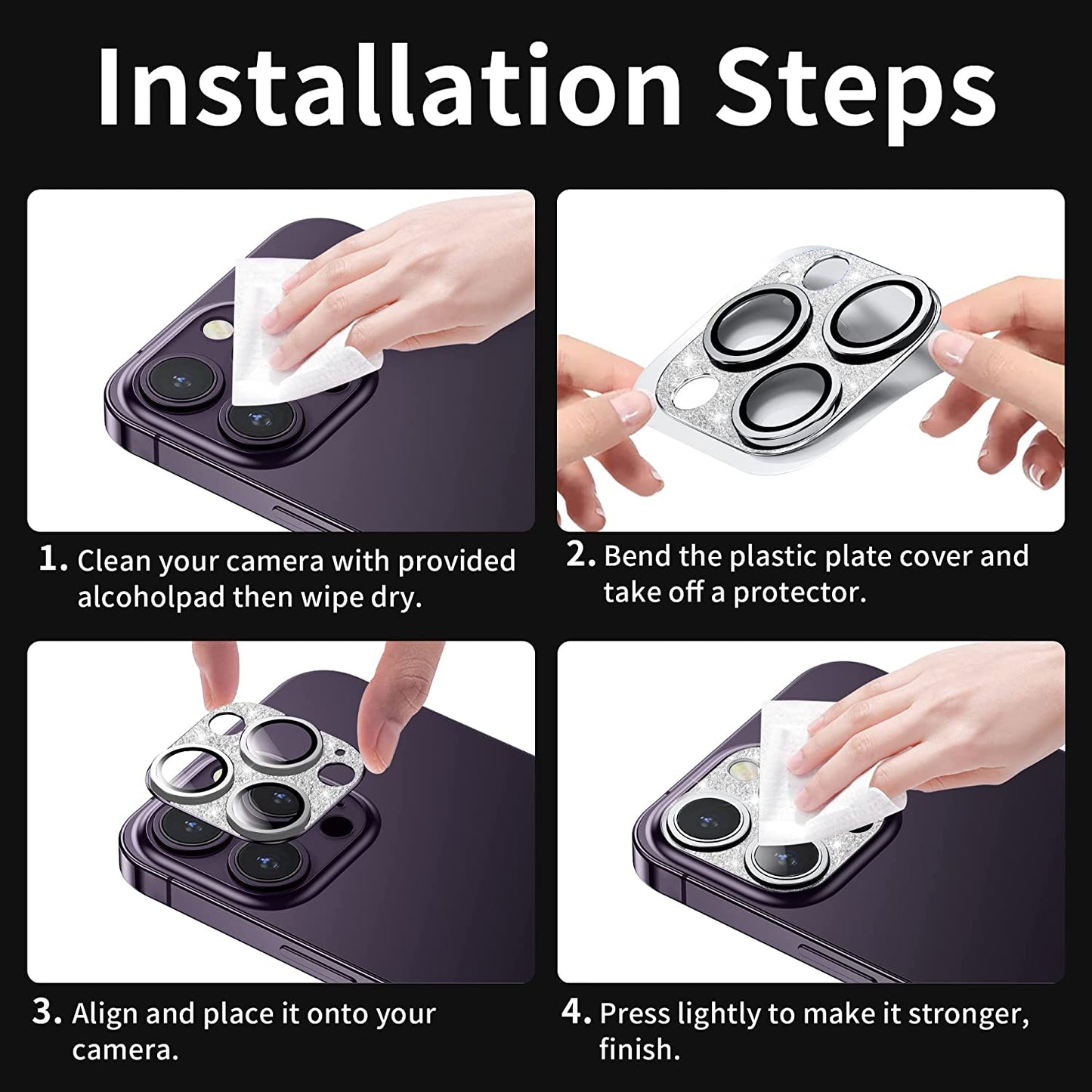 Mansoorr Camera Lens Protector for iPhone 14 Pro/iPhone 14 Pro Max - Glitter