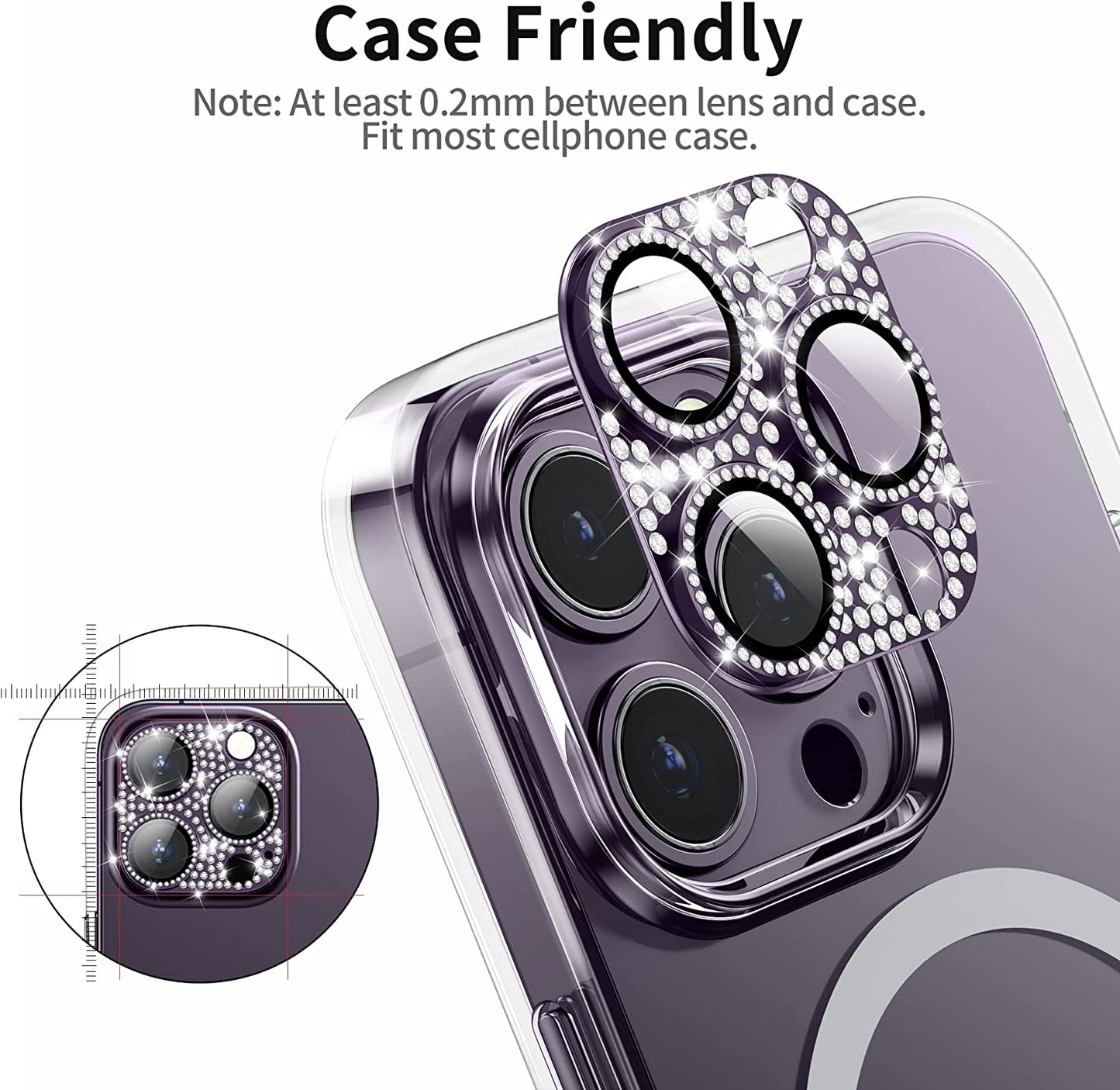 Mansoorr for iPhone 14 Pro & iPhone 14 Pro Max Camera Lens Protector - Purple