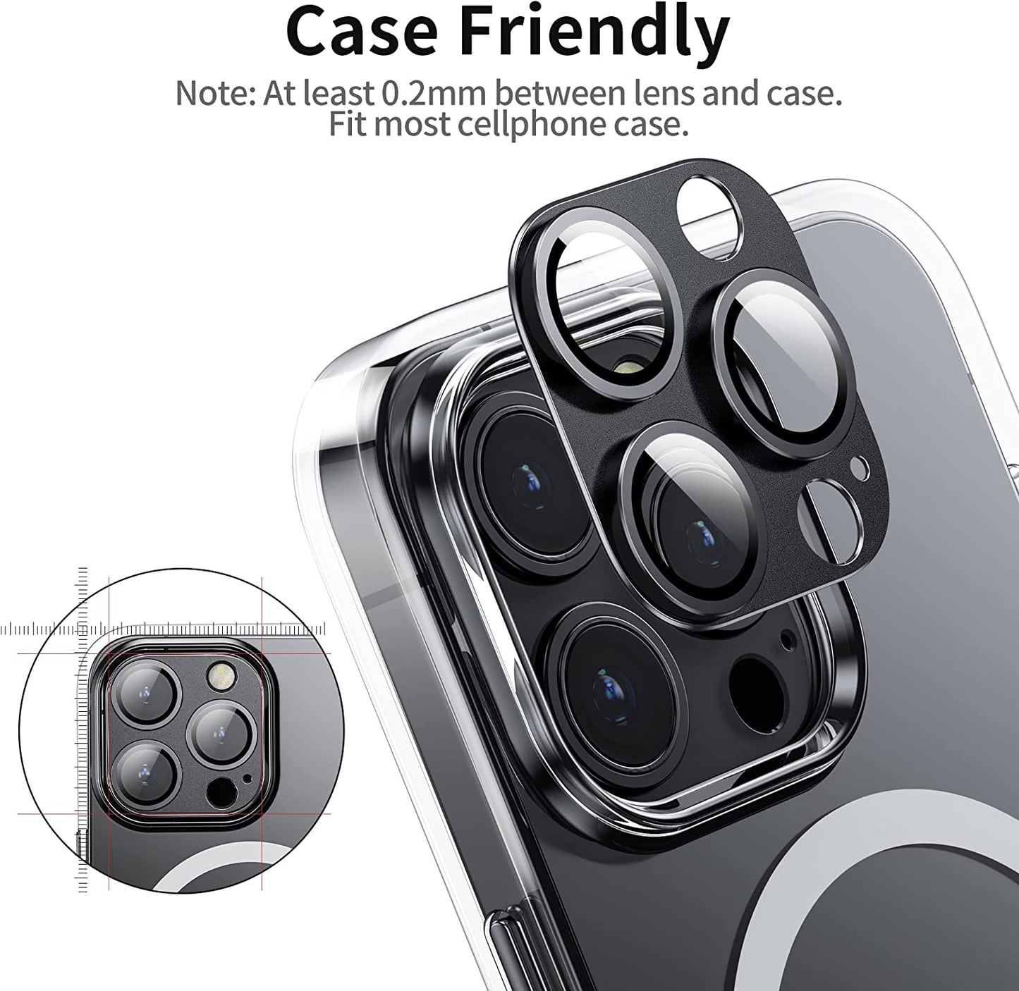 Mansoorr Camera Lens Protector for iPhone 14 Pro/iPhone 14 Pro Max - Black 2 Pack