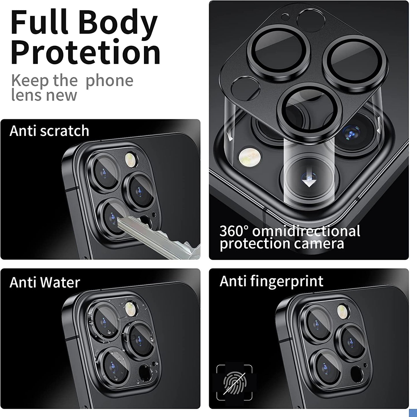 Mansoorr Camera Lens Protector for iPhone 14 Pro/iPhone 14 Pro Max - Black 2 Pack