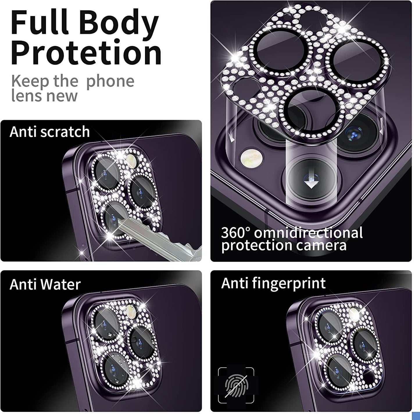 Mansoorr for iPhone 14 Pro & iPhone 14 Pro Max Camera Lens Protector - Purple