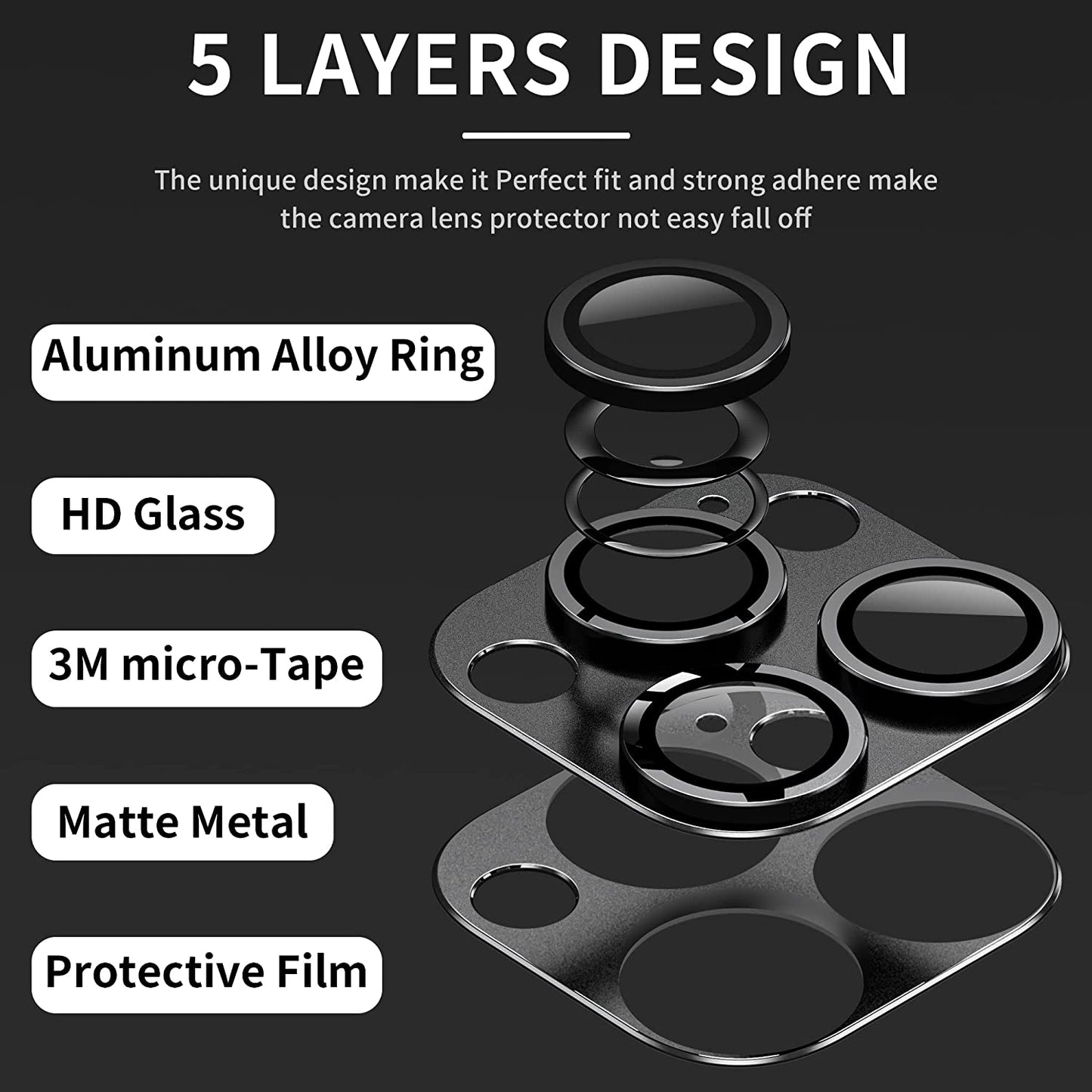 Mansoorr Camera Lens Protector for iPhone 14 Pro/iPhone 14 Pro Max -Space Black