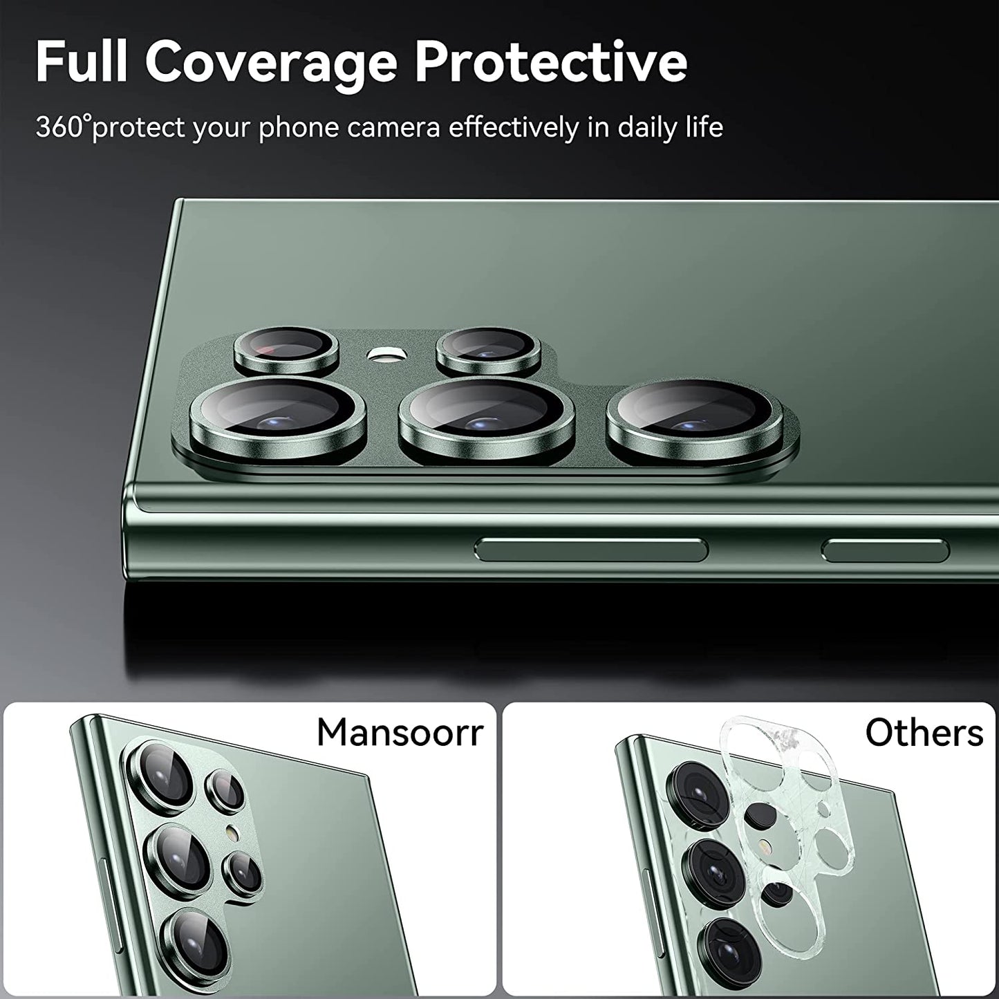 Mansoorr for Samsung Galaxy S23 Ultra Camera Lens Protector, Green