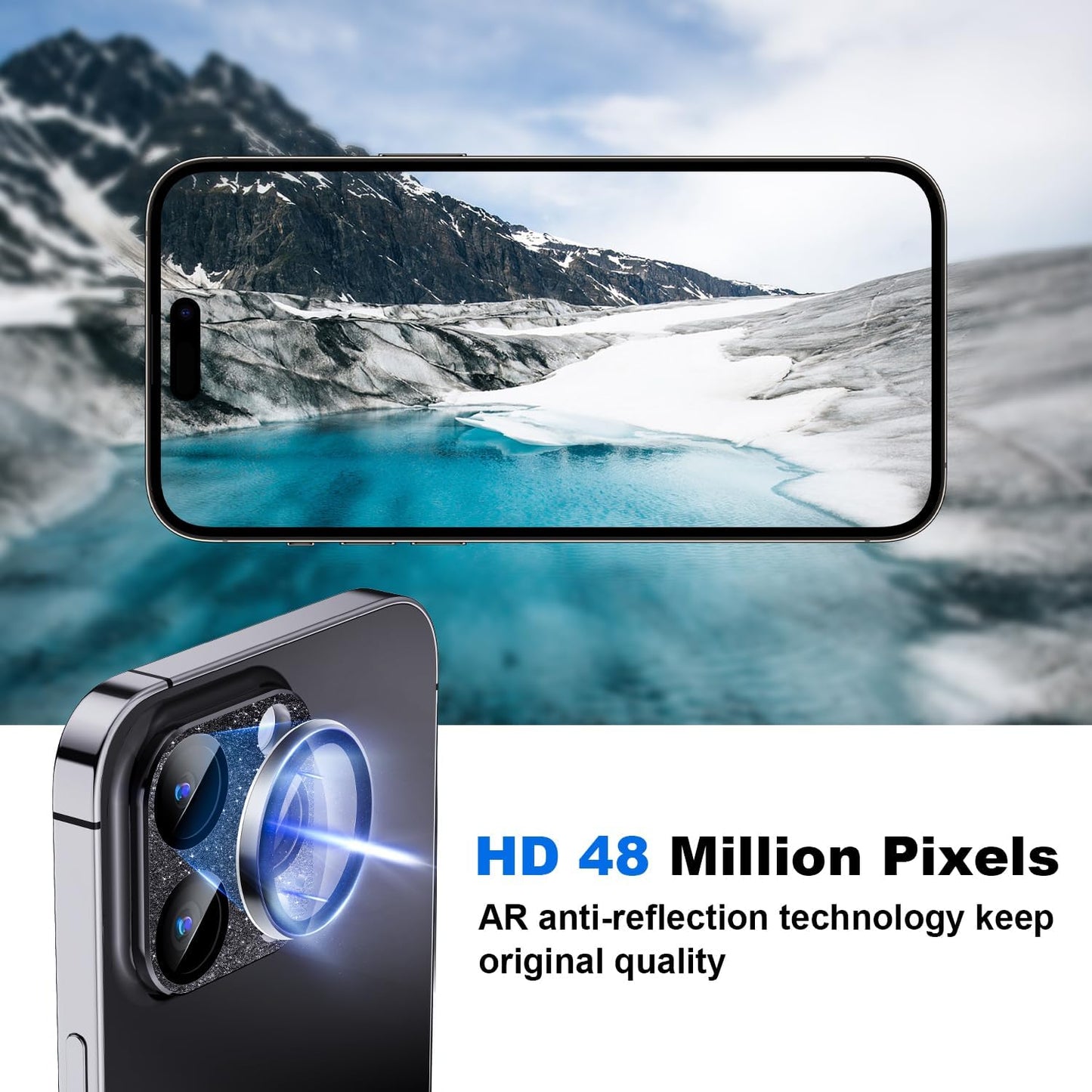 Mansoorr for iPhone 15 Pro/iPhone 15 Pro Max Camera Lens Protector,[Bling Glitter Full Coverage] Easy to Install Night Shooting Mode HD Tempered Glass Camera Screen Protector Accessories
