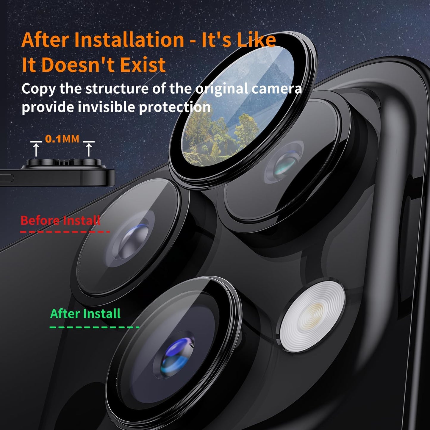 Mansoorr for iPhone 15 Pro Max / iPhone 15 Pro Camera Lens Protector,[Like the Bare Lens][99% Case Friendly] HD Tempered Glass Screen Protector Ultra Thin Metal Cover Film for 15 Pro Max / 15 Pro Accessories
