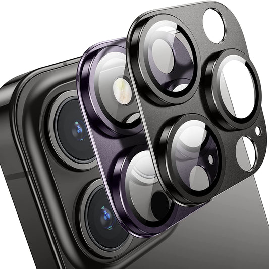 Mansoorr Camera Lens Protector for iPhone 14 Pro/iPhone 14 Pro Max - Purple and Black