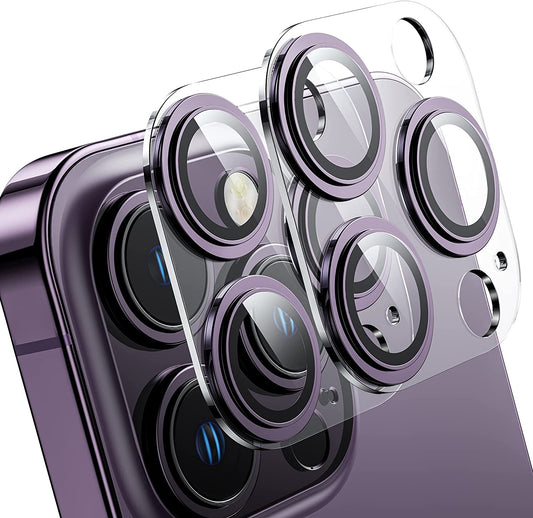 Mansoorr [2 in 1] for iPhone 14 Pro/iPhone 14 Pro Max Camera Lens Protector - Deep Purple 2 Pack