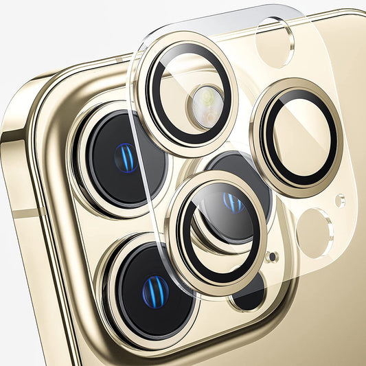 Mansoorr [2 in 1] for iPhone 14 Pro/iPhone 14 Pro Max Camera Lens Protector - Gold