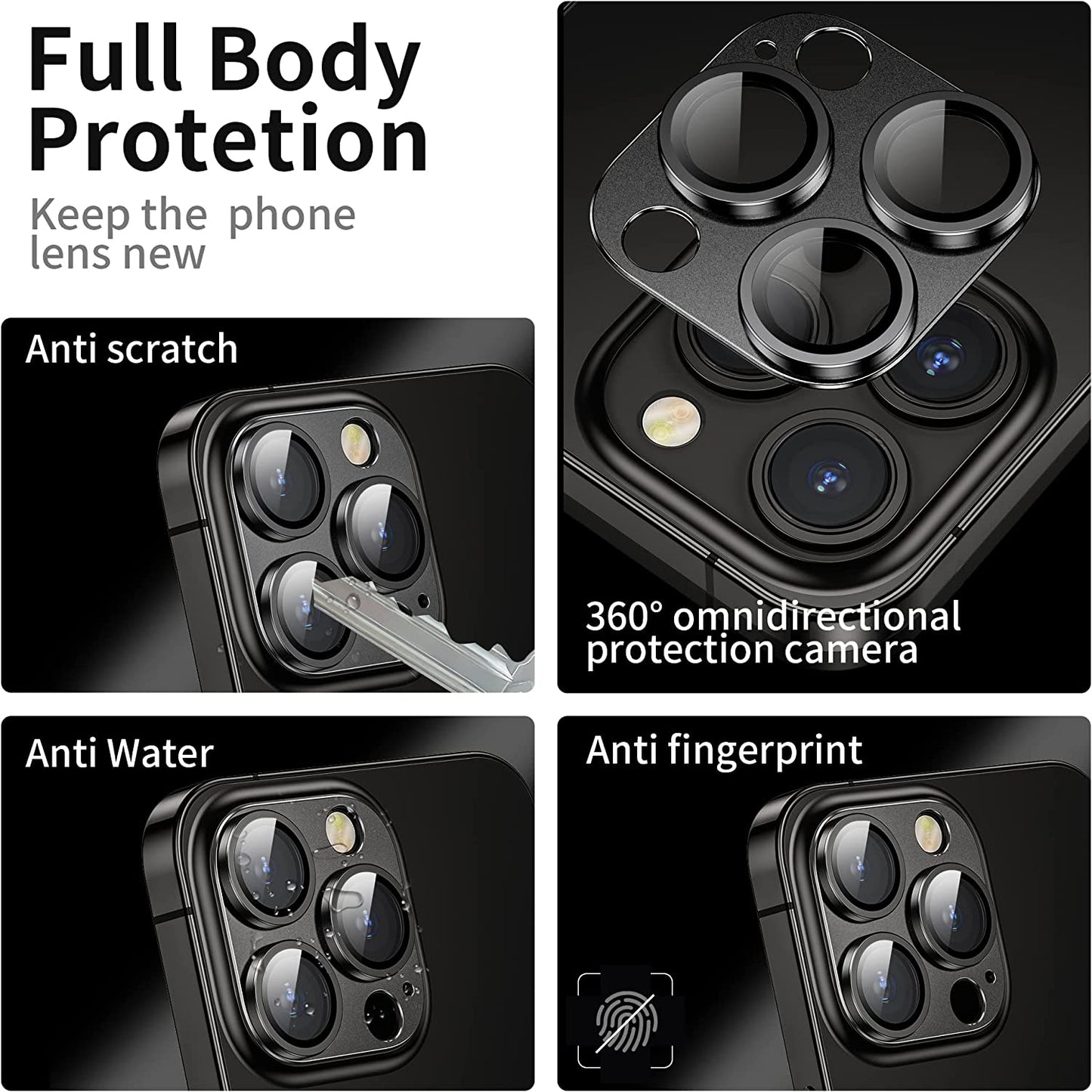 Mansoorr Camera Lens Protector for iPhone 14 Pro/iPhone 14 Pro Max -Space Black